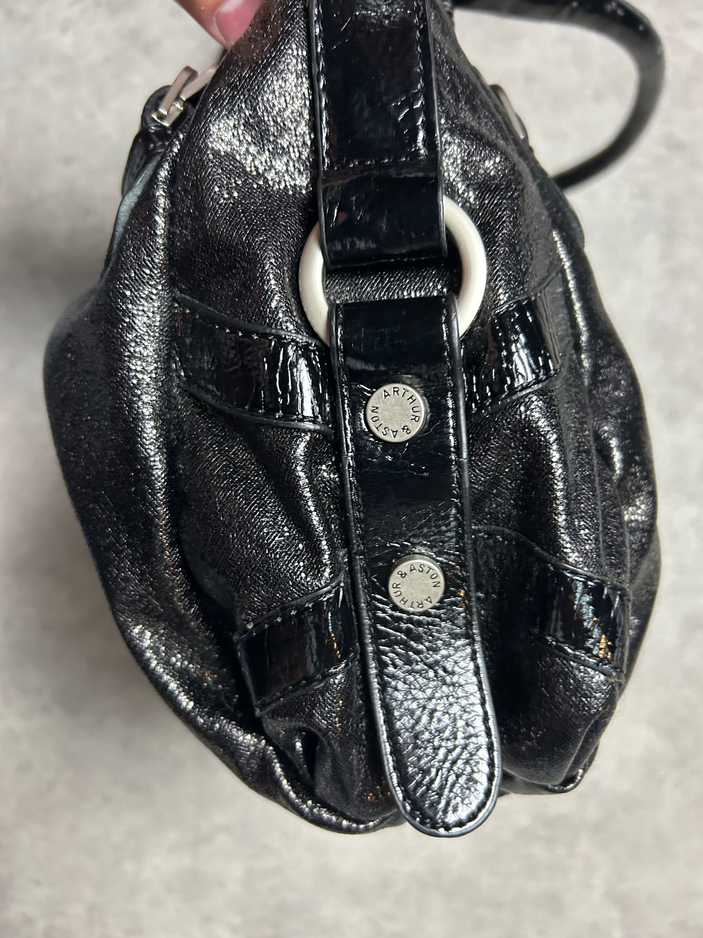 Sac à main Arthur & Aston similicuir pailleté noir y2k