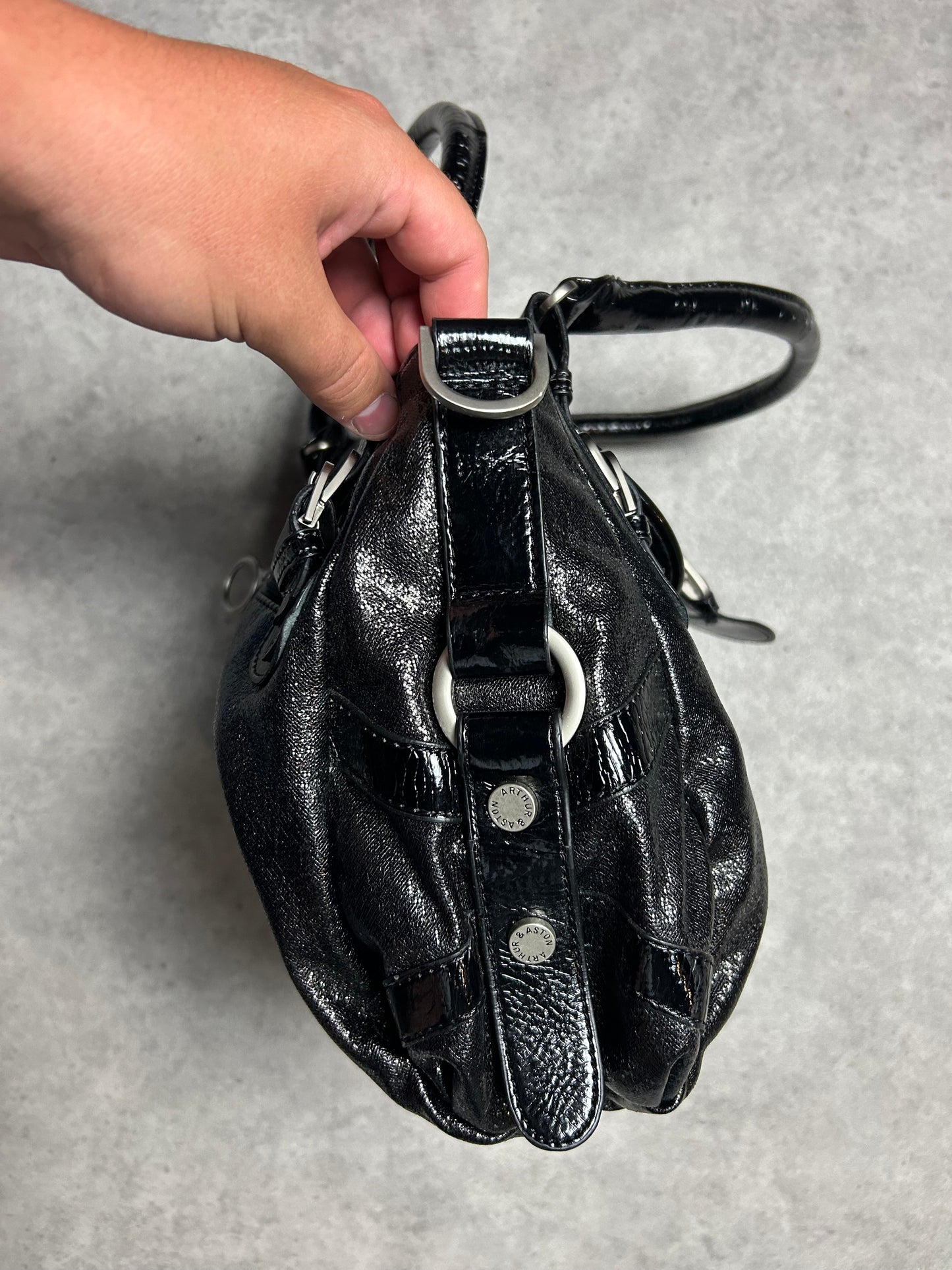 Sac à main Arthur & Aston similicuir pailleté noir y2k