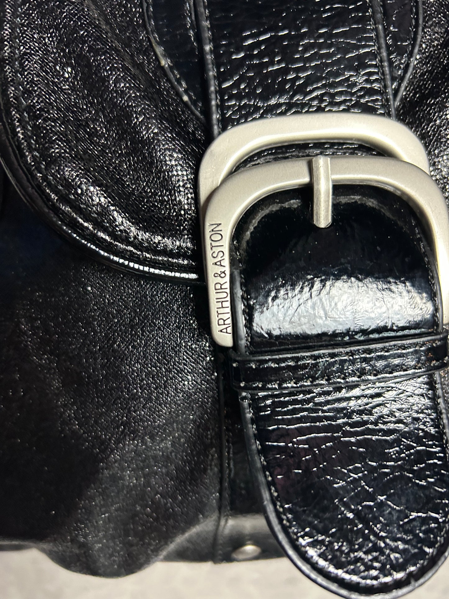 Sac à main Arthur & Aston similicuir pailleté noir y2k