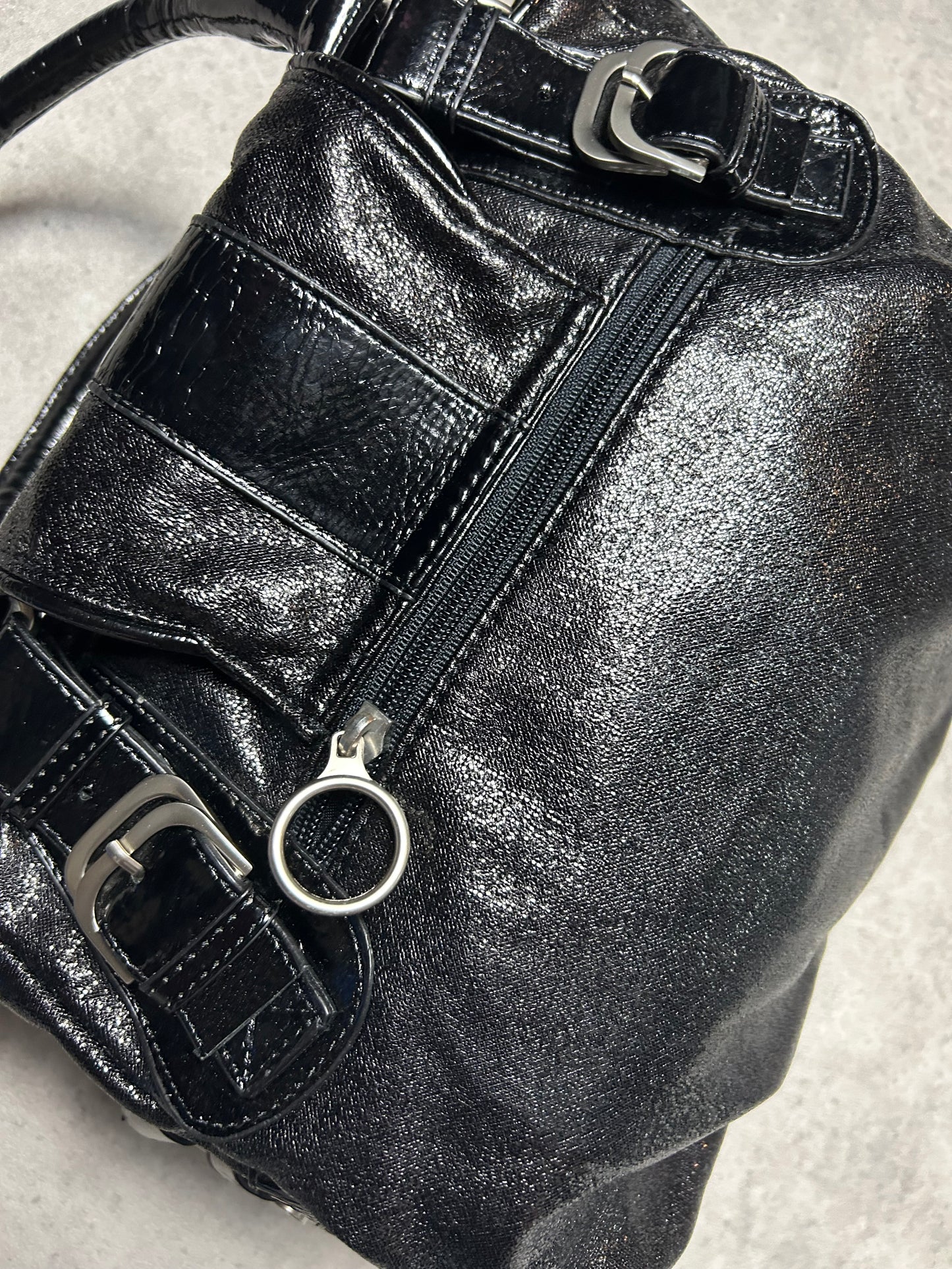 Sac à main Arthur & Aston similicuir pailleté noir y2k