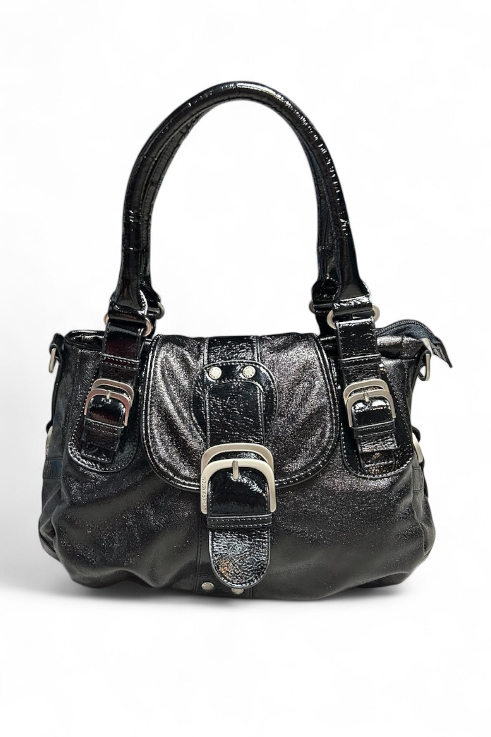 Sac à main Arthur & Aston similicuir pailleté noir y2k
