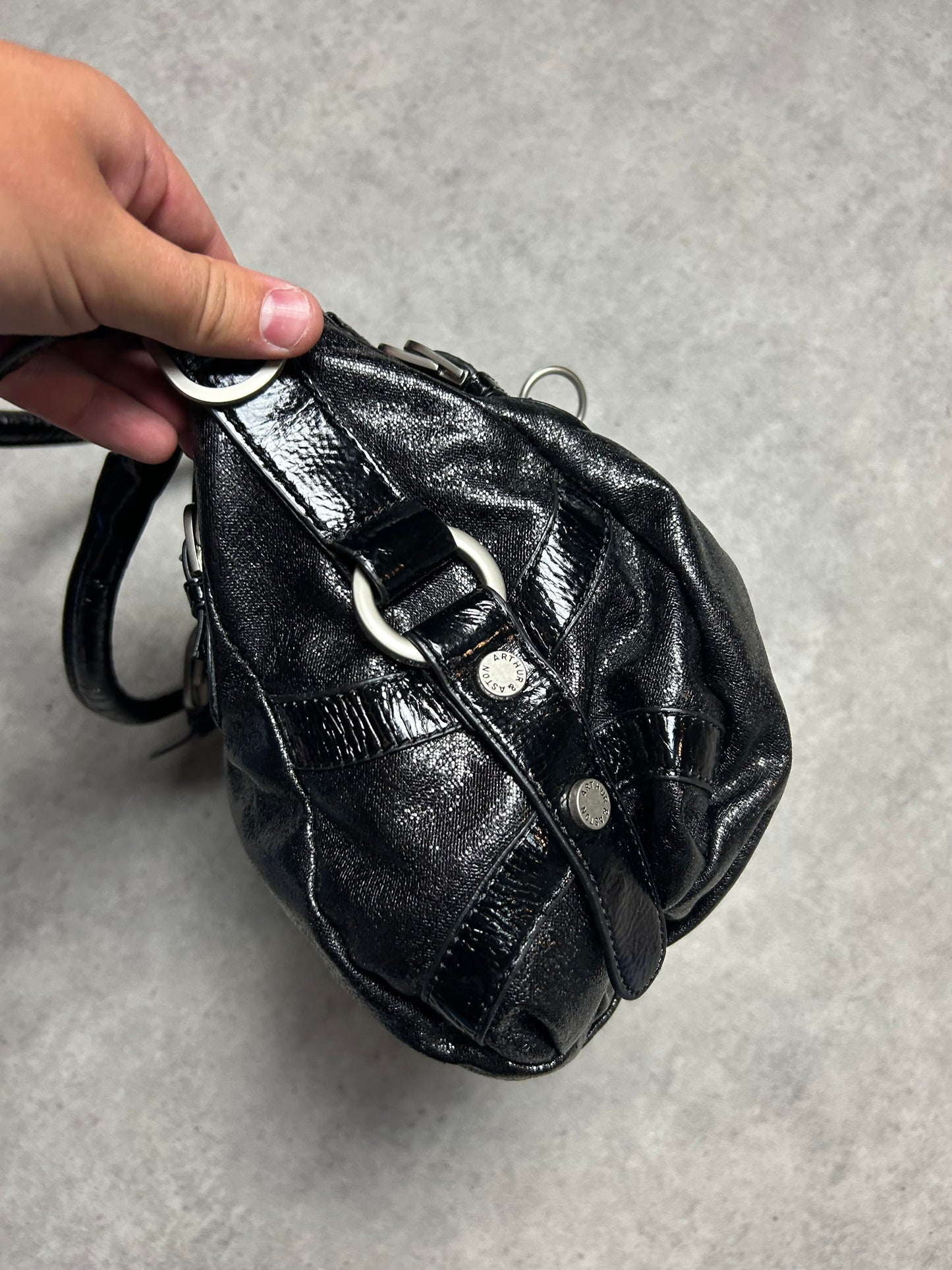 Sac à main Arthur & Aston similicuir pailleté noir y2k