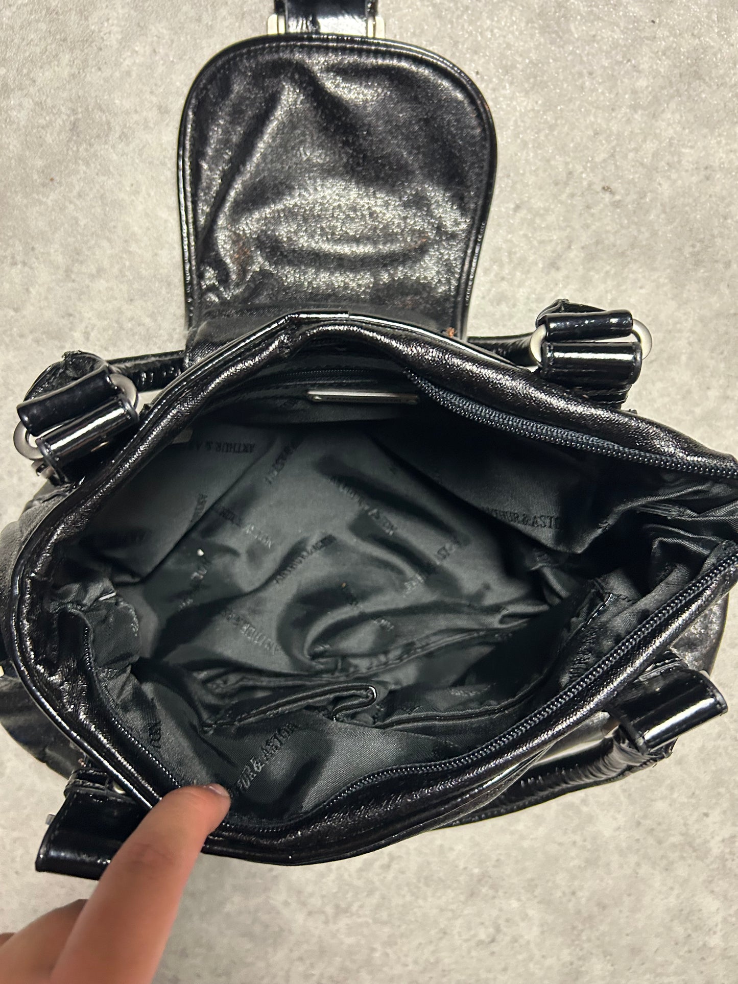 Sac à main Arthur & Aston similicuir pailleté noir y2k