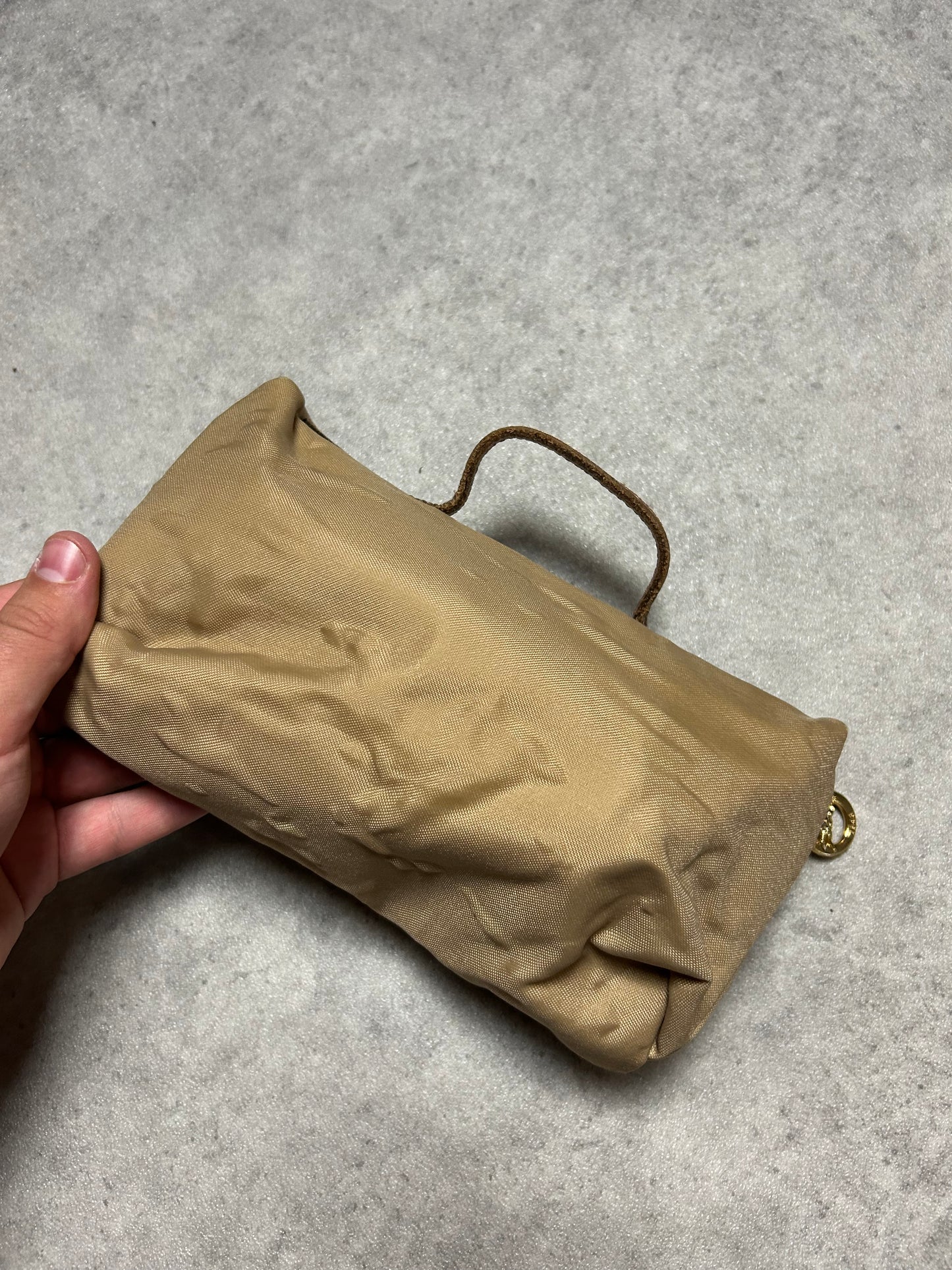 Pochette Longchamp en toile beige trousse pliage