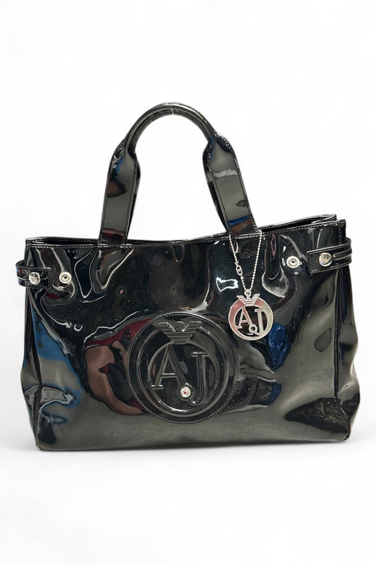 Sac à main Armani jeans en cuir vernis